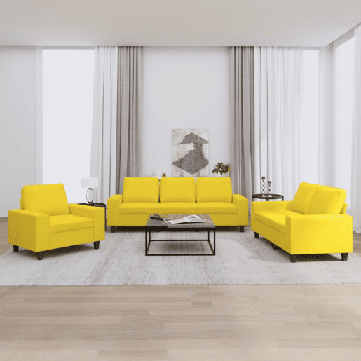 vidaXL 3 pcs conjunto de sofás tecido amarelo-claro vidaXL 3 pcs conjunto de sofás tecido amarelo-claro