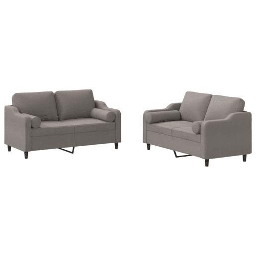 vidaXL 2 pcs conjunto de sofás com almofadas tecido cinza-acastanhado vidaXL 2 pcs conjunto de sofás com almofadas tecido cinza-acastanhado