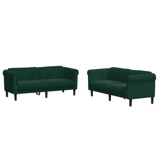 vidaXL 3 pcs conjunto de sofás veludo verde-escuro