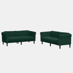 vidaXL 3 pcs conjunto de sofás veludo verde-escuro