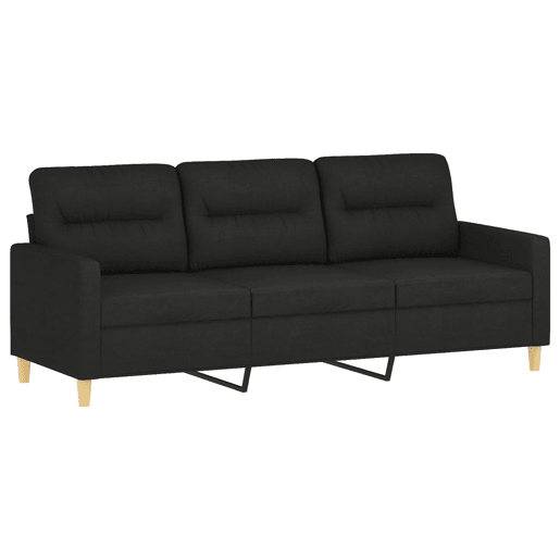 vidaXL Sofá de 3 lugares com apoio de pés 180 cm tecido preto vidaXL Sofá de 3 lugares com apoio de pés 180 cm tecido preto