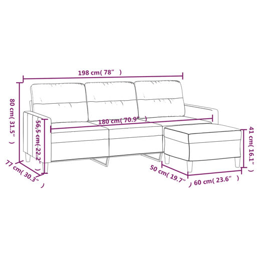 vidaXL Sofá de 3 lugares com apoio de pés 180 cm tecido preto vidaXL Sofá de 3 lugares com apoio de pés 180 cm tecido preto