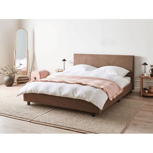 Cama Bouclé ALBI 160 x 200 cm Castanho