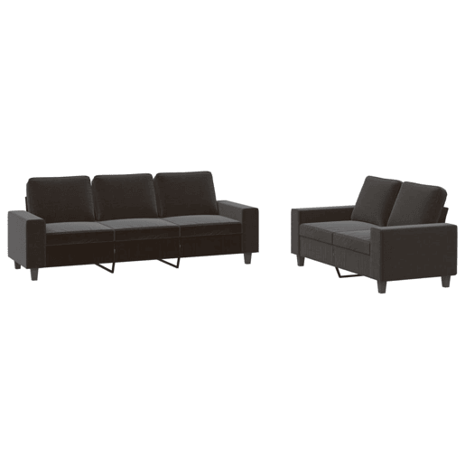 vidaXL 2 pcs conjunto de sofás tecido preto vidaXL 2 pcs conjunto de sofás tecido preto