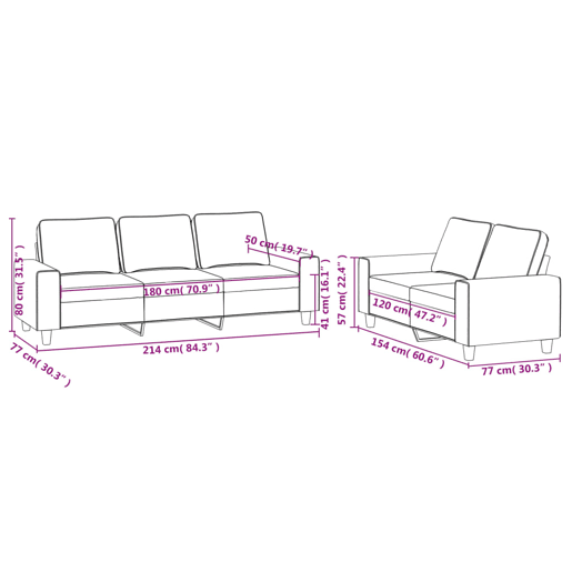 vidaXL 2 pcs conjunto de sofás tecido preto vidaXL 2 pcs conjunto de sofás tecido preto