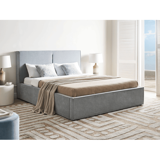 Cama baú Tecido MOISSAC 160 x 200 cm Azul claro