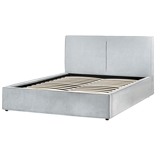 Cama baú Tecido MOISSAC 160 x 200 cm Azul claro