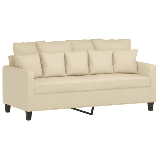 vidaXL 3 pcs conjunto de sofás com almofadões tecido cor creme vidaXL 3 pcs conjunto de sofás com almofadões tecido cor creme