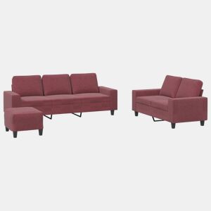 vidaXL 3 pcs conjunto de sofás tecido vermelho-tinto