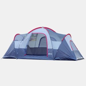 Outsunny Tenda de Campismo para 4-5 Pessoas Impermeável 3000mm+ Anti UV com Bolsa de Transporte e Gancho para Luz 455x230x180cm Cinza