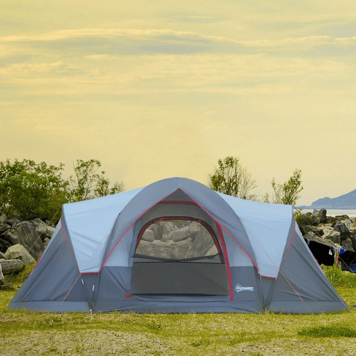 Outsunny Tenda de Campismo para 4-5 Pessoas Impermeável 3000mm+ Anti UV com Bolsa de Transporte e Gancho para Luz 455x230x180cm Cinza