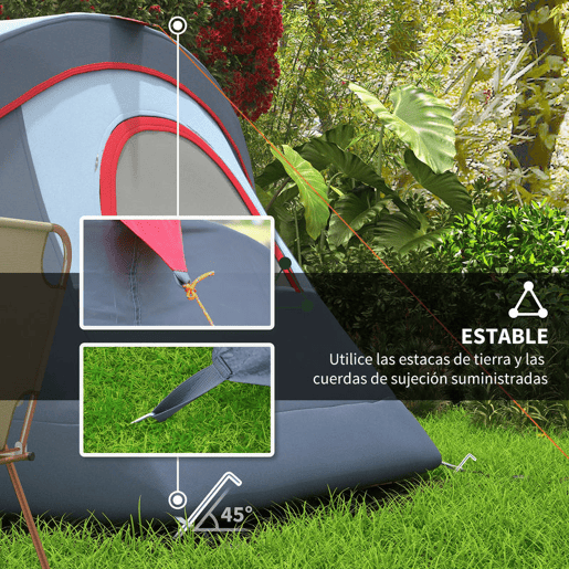 Outsunny Tenda de Campismo para 4-5 Pessoas Impermeável 3000mm+ Anti UV com Bolsa de Transporte e Gancho para Luz 455x230x180cm Cinza