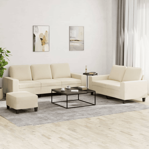 vidaXL 3 pcs conjunto de sofás tecido cor creme vidaXL 3 pcs conjunto de sofás tecido cor creme