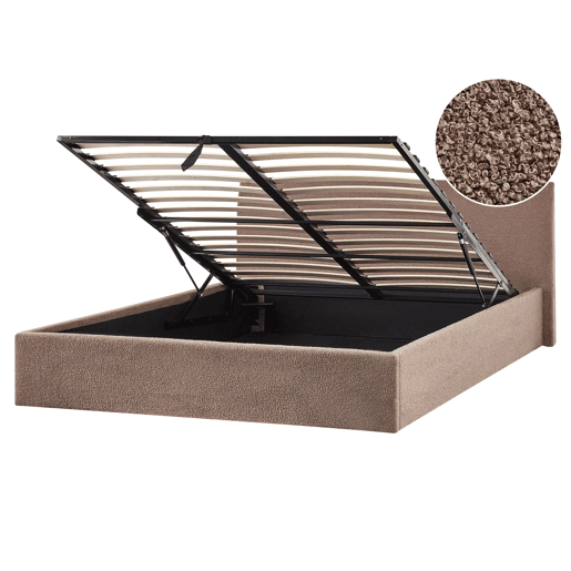 Cama baú Bouclé ORBEY 180 x 200 cm Castanho