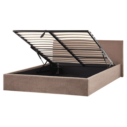 Cama baú Bouclé ORBEY 180 x 200 cm Castanho