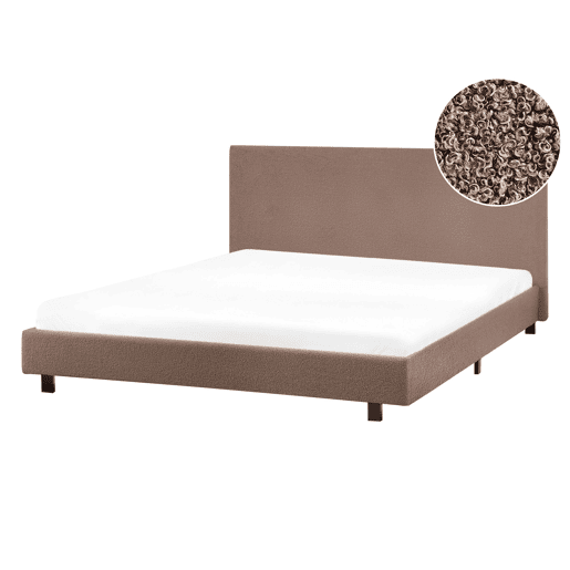Cama Bouclé ALBI 140 x 200 cm Castanho