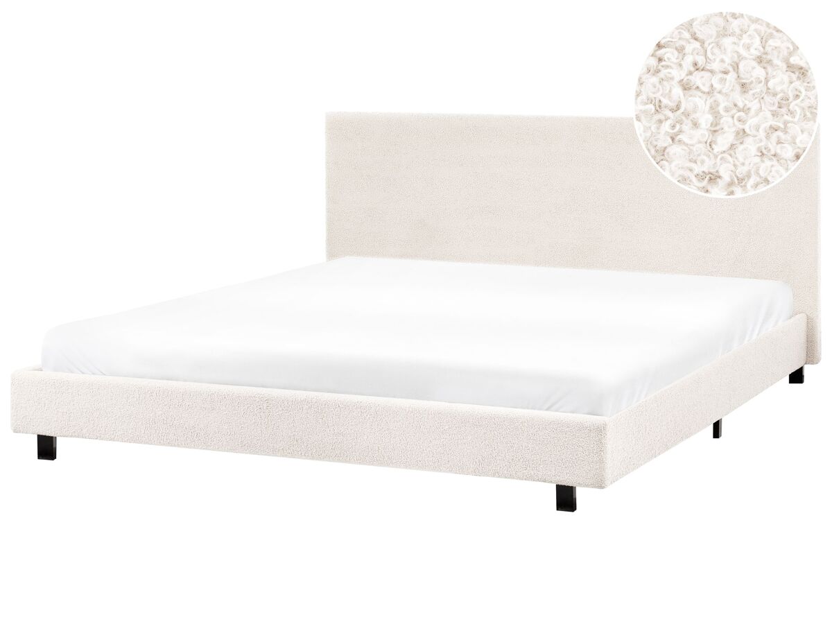 Beliani Cama Bouclé ALBI 195x211 Crema
