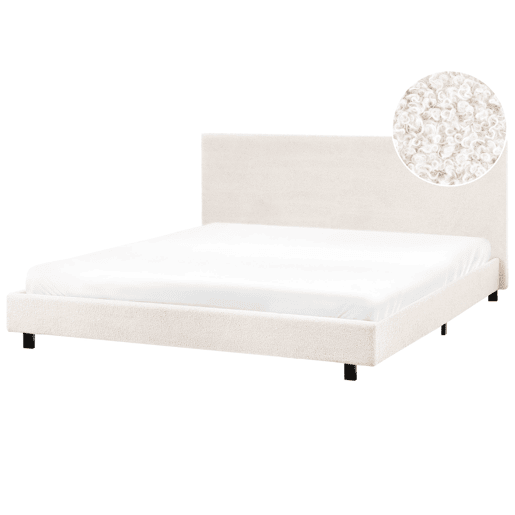 Cama Bouclé ALBI 180 x 200 cm Branco creme