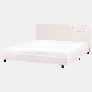 Cama Bouclé ALBI 180 x 200 cm Branco creme