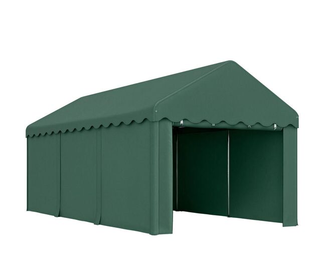 Outsunny carpa garaje 6x3 m garaje exterior para coche impermeable garaje portátil anti-uv con paredes laterales desmontables y 2 puertas con cremallera verde