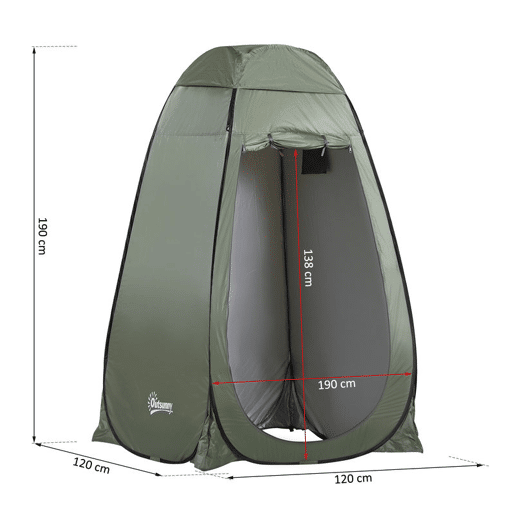 Outsunny Barraca de vestir dobrável Tenda para Duche Portátil com Cobertura Praia e Montanha 120x120x190 cm Verde