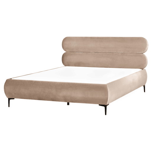 Cama Veludo LESSAY 160 x 200 cm Taupe