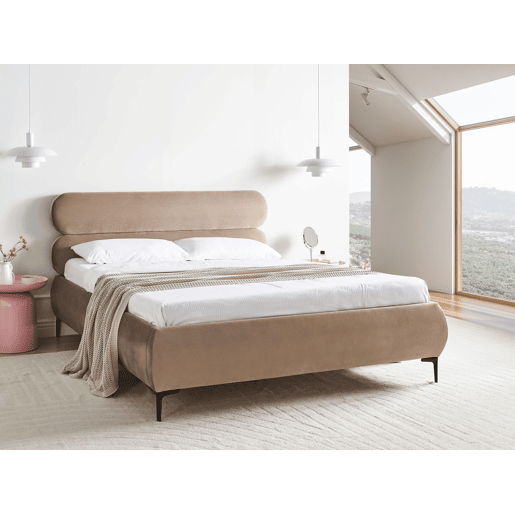 Cama Veludo LESSAY 160 x 200 cm Taupe