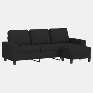 vidaXL Sofá de 3 lugares com apoio de pés 180 cm tecido preto