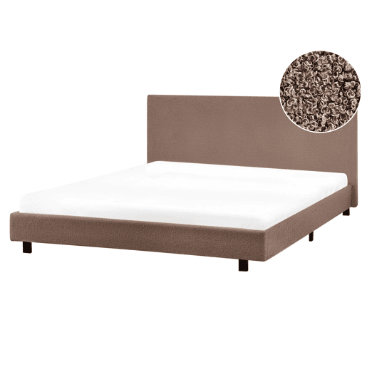Cama de água Bouclé ALBI 160 x 200 cm Castanho