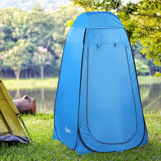 Outsunny Tenda de Duche Pop-Up Tenda de Privacidade Portátil com Bolsa de Transporte para Vestiário 120x120x190 cm Azul