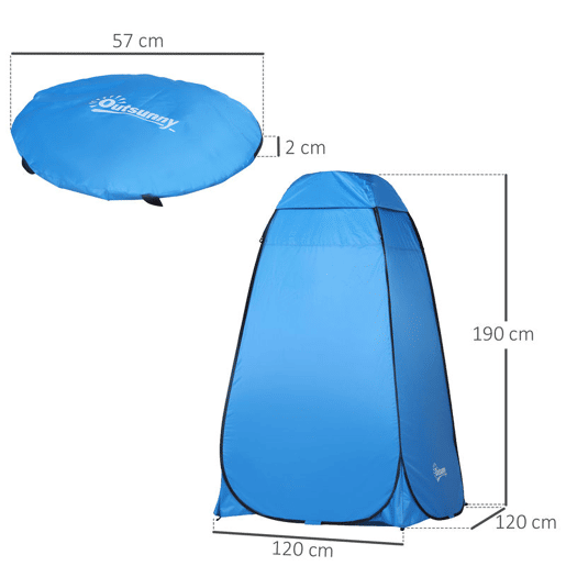 Outsunny Tenda de Duche Pop-Up Tenda de Privacidade Portátil com Bolsa de Transporte para Vestiário 120x120x190 cm Azul