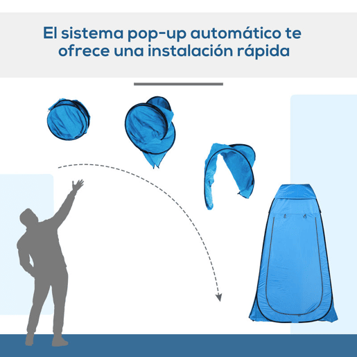 Outsunny Tenda de Duche Pop-Up Tenda de Privacidade Portátil com Bolsa de Transporte para Vestiário 120x120x190 cm Azul