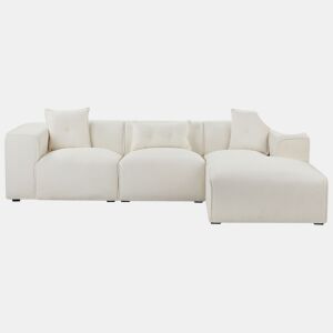 Sofá de canto DOLVA Bouclé Branco creme 3 lugares à esquerda