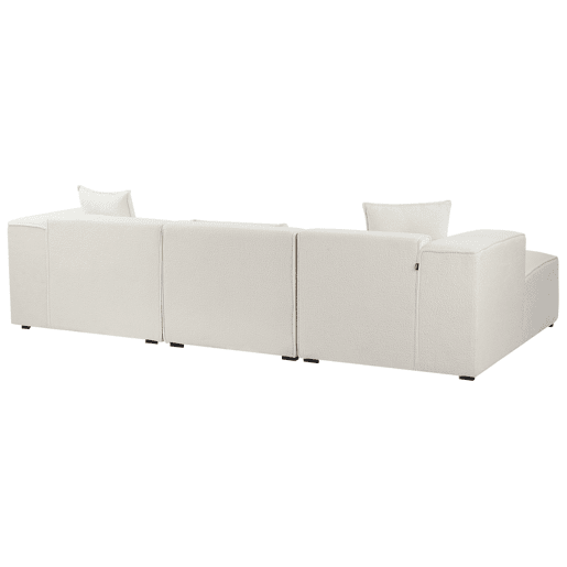 Sofá de canto DOLVA Bouclé Branco creme 3 lugares à esquerda Sofá de canto DOLVA Bouclé Branco creme 3 lugares à esquerda