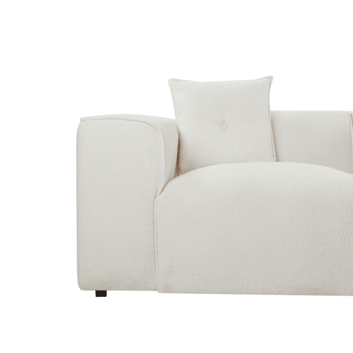 Sofá de canto DOLVA Bouclé Branco creme 3 lugares à esquerda Sofá de canto DOLVA Bouclé Branco creme 3 lugares à esquerda