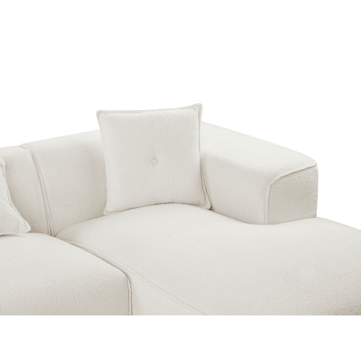 Sofá de canto DOLVA Bouclé Branco creme 3 lugares à esquerda Sofá de canto DOLVA Bouclé Branco creme 3 lugares à esquerda