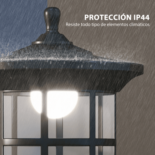 Outsunny 2 Candeeiros Solares de Exterior Candeiro Solar com Painel Solar Acendimento Automático e Estrutura de Aço Inoxidável Impermeável IP44 para Varanda Pátio 23,5x23,2x184 cm Preto