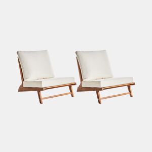 Conjunto de 2 cadeiras de jardim com almofadas MICCIANO Madeira de acácia Branco creme