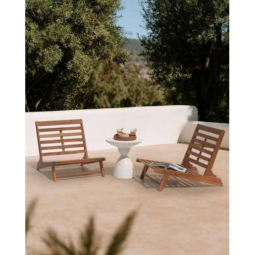 Conjunto de 2 cadeiras de jardim com almofadas MICCIANO Madeira de acácia Branco creme