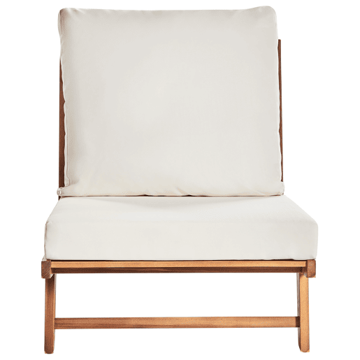 Conjunto de 2 cadeiras de jardim com almofadas MICCIANO Madeira de acácia Branco creme