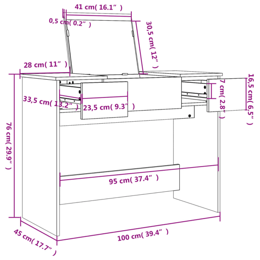 vidaXL Toucador com espelho 100x45x76 cm preto vidaXL Toucador com espelho 100x45x76 cm preto