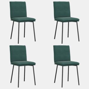vidaXL Cadeiras de jantar 4 pcs veludo verde-escuro