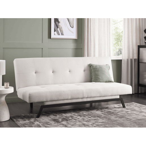 Sofá-cama LEEDS Tecido Branco 3 lugares Sofá-cama LEEDS Tecido Branco 3 lugares