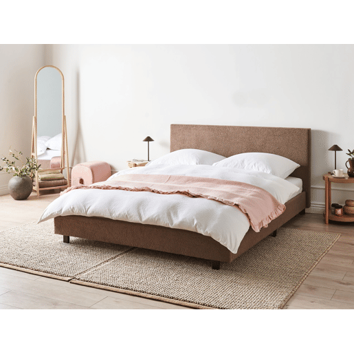Cama de água Bouclé ALBI 180 x 200 cm Castanho