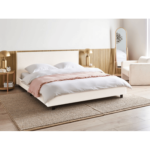 Cama de água Bouclé ALBI 180 x 200 cm Branco creme