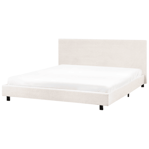 Cama de água Bouclé ALBI 180 x 200 cm Branco creme