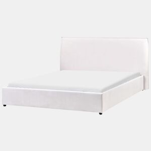 Cama Veludo LAVAUR 160 x 200 cm Branco creme
