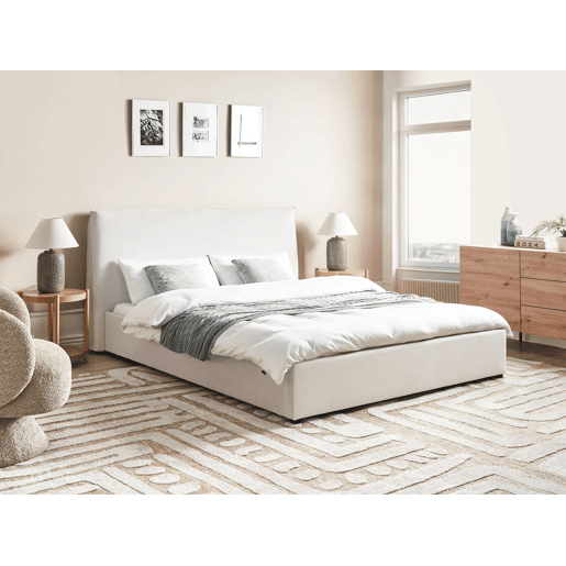 Cama Veludo LAVAUR 160 x 200 cm Branco creme