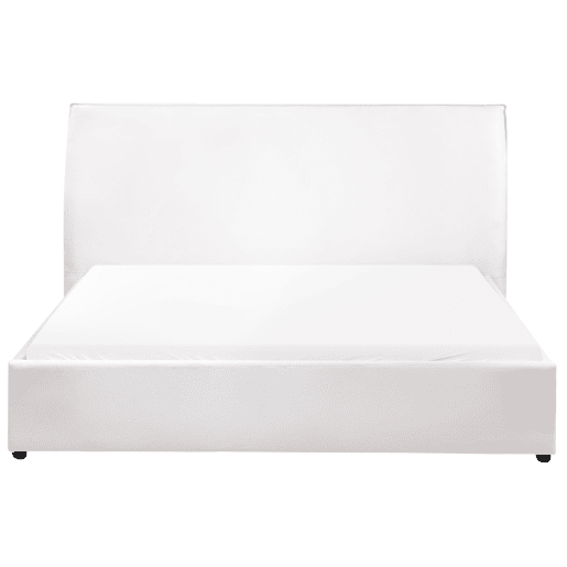 Cama Veludo LAVAUR 160 x 200 cm Branco creme