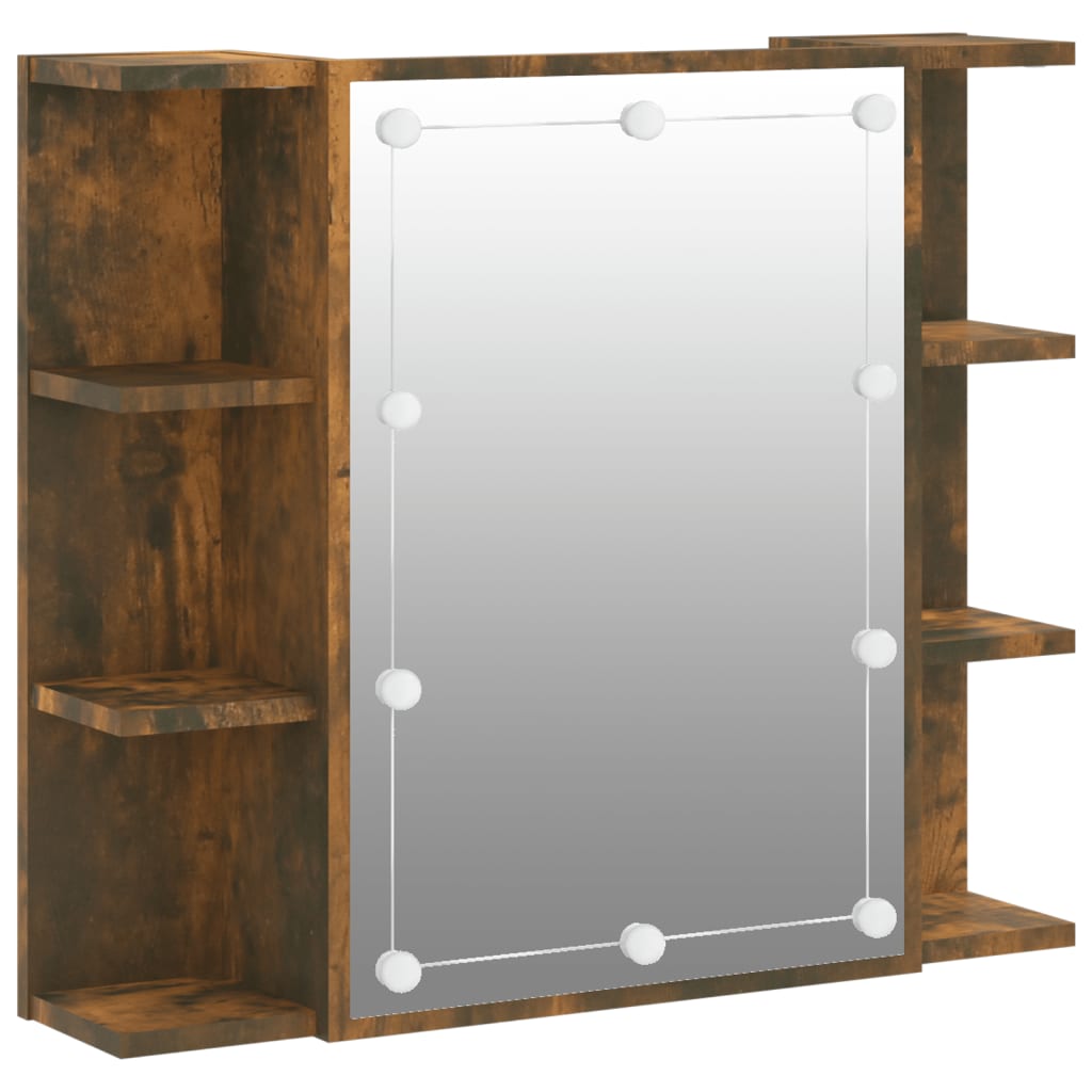 Vidaxl mueble con espejo y luces led roble ahumado 70x16,5x60 cm